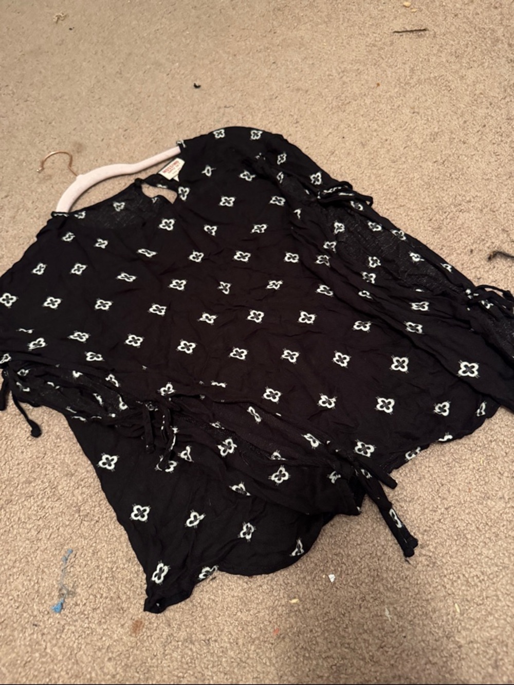 Mossimo Supply Co. Black Floral-Print Side Tie Tunic